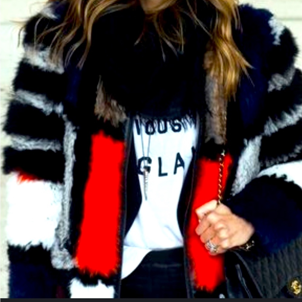 Elizabeth and James Colorblock Fur Coat Never Worn. Excellent condition.